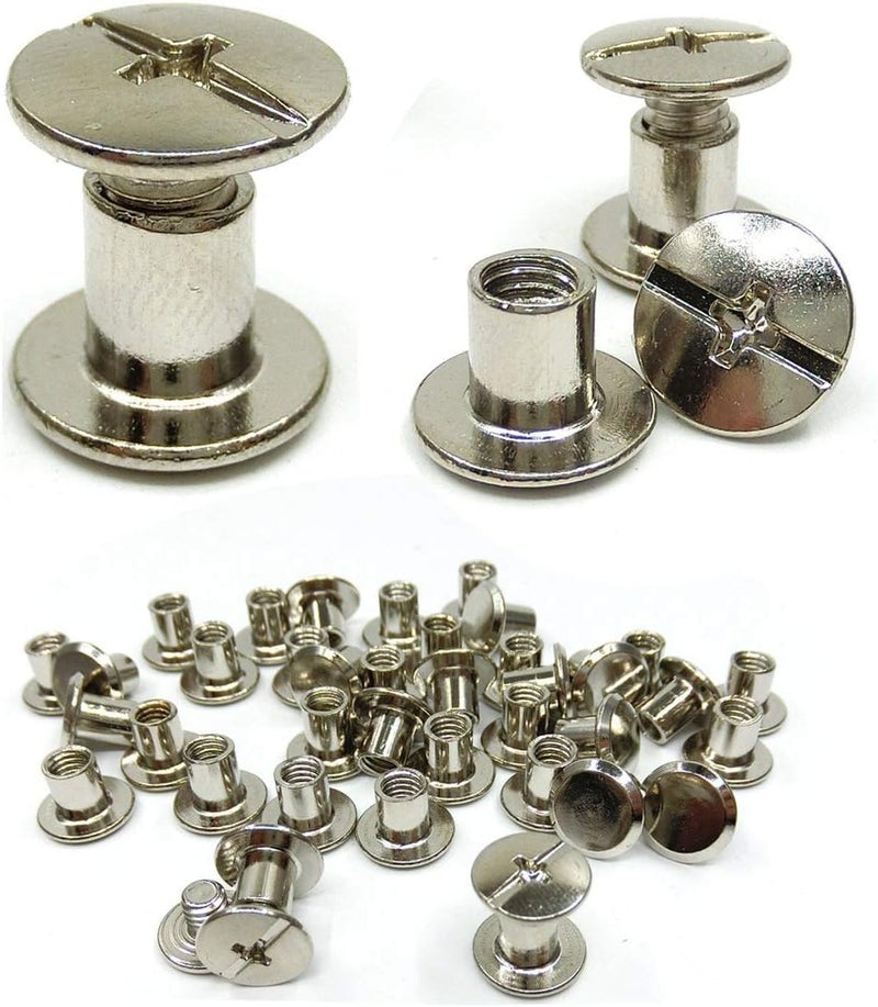 Dancepanda Chicago Binding Screws Post, 50 Sets Fastener Leather Repair Screws Metal Round Cross Head for Book Scrapbook Photo Album Belt Tooling (5X 6mm) (5 * 6) - Image 1